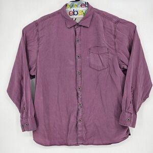Tommy Bahama Shirt Mens XXL Purple Long Sleeve Button Up Casual‎ Pocket Cotton